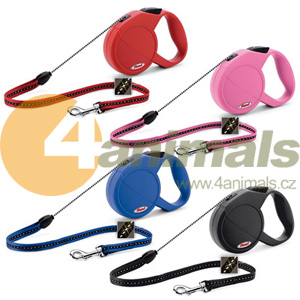 Vodítko FLEXI Classic 1 5m/12kg Lanko červená, modrá, růžová, černá