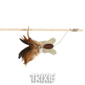 Udička s jutovým motýlkem s peřím a catnipem 45 cm
