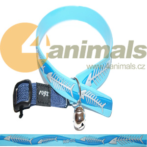 Rogz obojek Elasto Cat Collar FishBones Blue