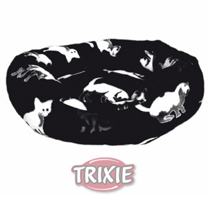 Pelíšek CURLY 50cm - černý+bílé kočky