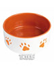 Keramická miska 0,3l/12cm - bílá/oranžová + motiv tlapky