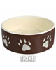 Keramická miska 0,3l/12cm - hnědá/bílá + motiv tlapky